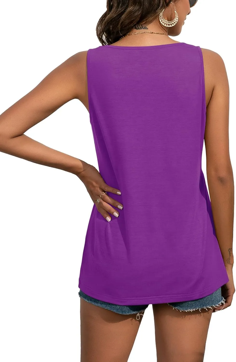 LYANER Women's Round Neck Ruffle Hem Button Sleeveless Tank Blouse Peplum Top