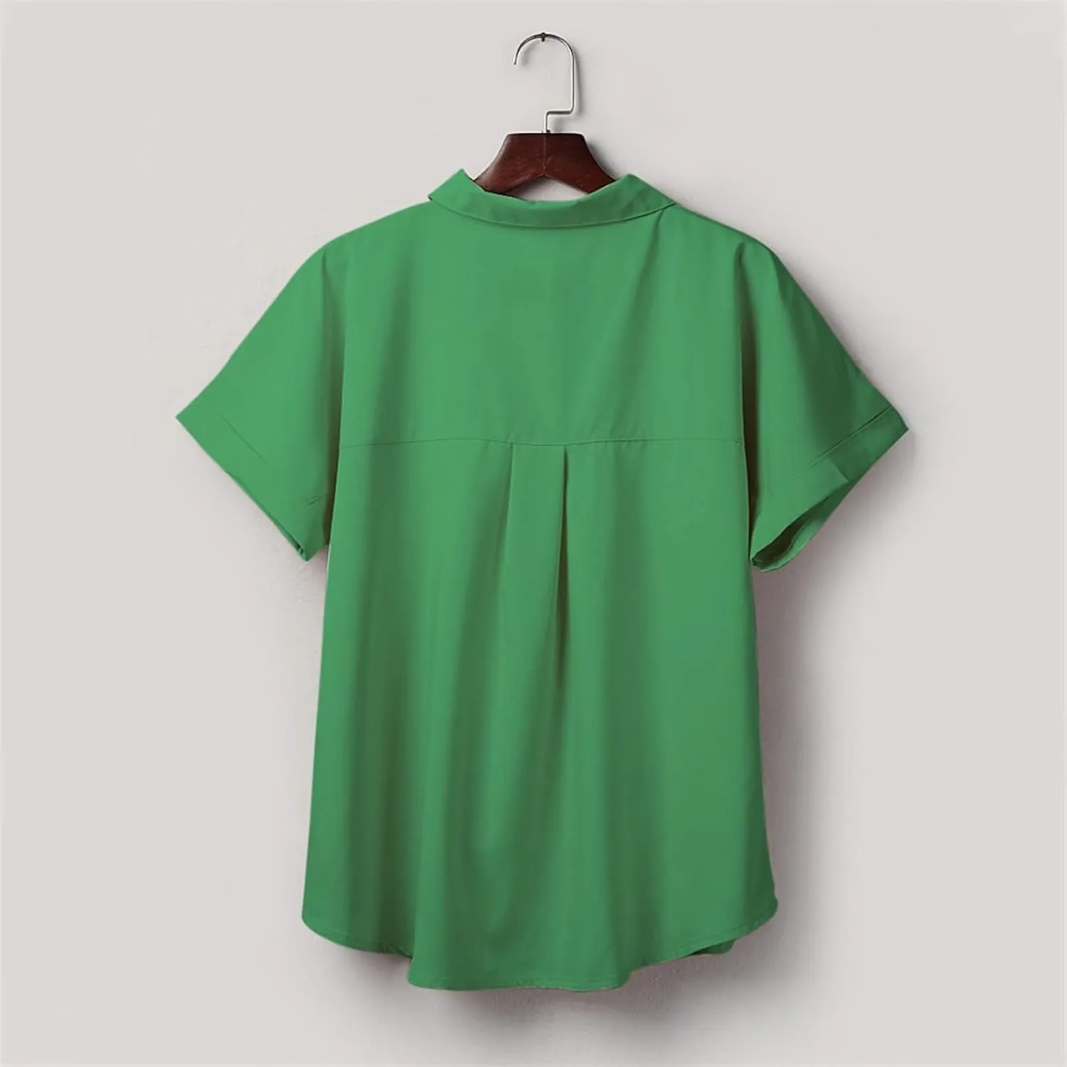 Womens Button Down Shirts Casual Cap Sleeve V Neck Shirt Business Work Blouses Slim Fit Summer Fashion Dressy Tops