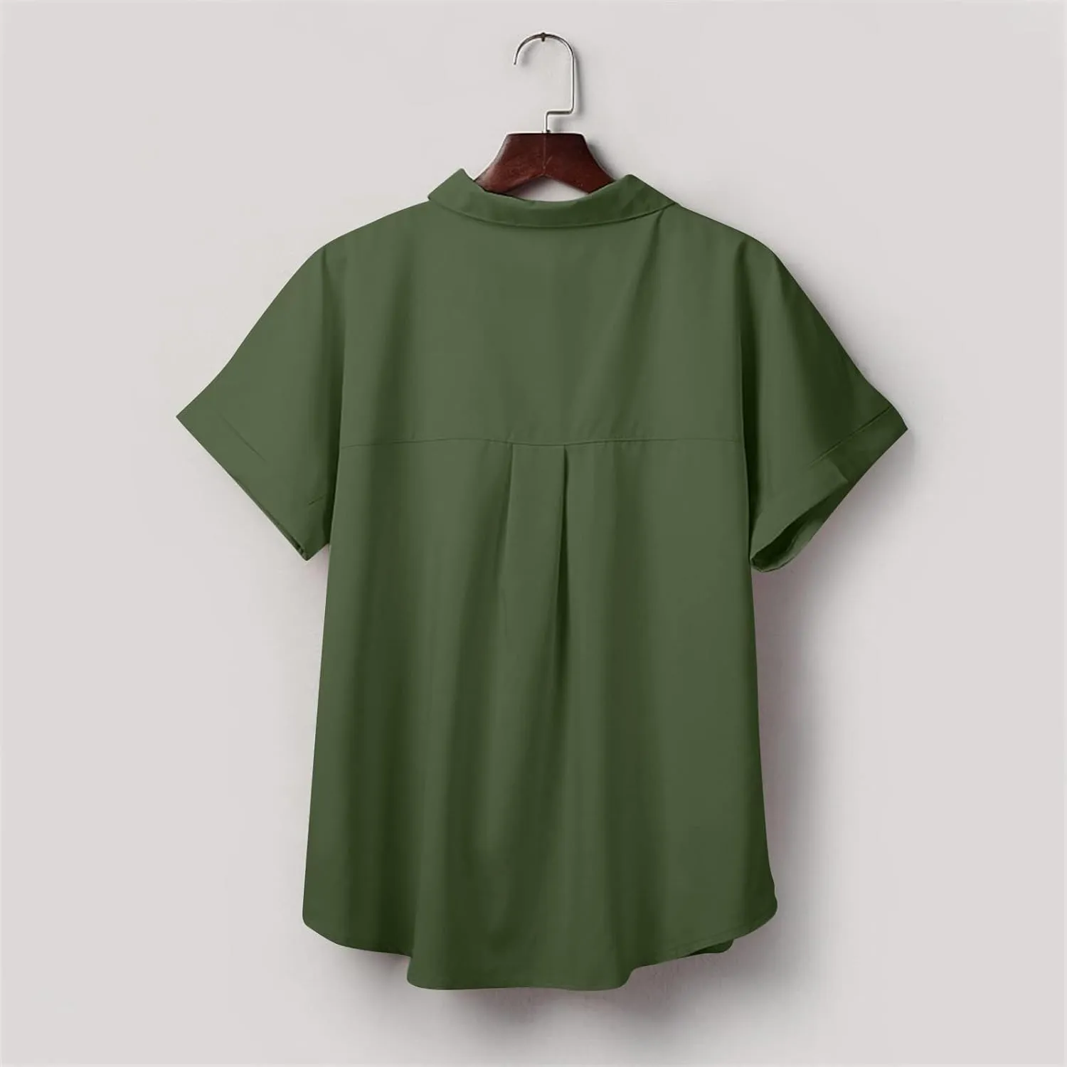 Womens Button Down Shirts Casual Cap Sleeve V Neck Shirt Business Work Blouses Slim Fit Summer Fashion Dressy Tops