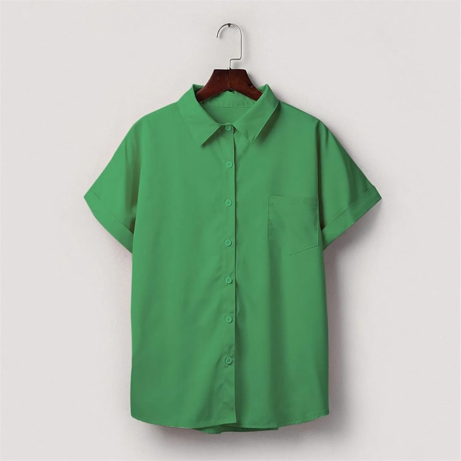 Womens Button Down Shirts Casual Cap Sleeve V Neck Shirt Business Work Blouses Slim Fit Summer Fashion Dressy Tops