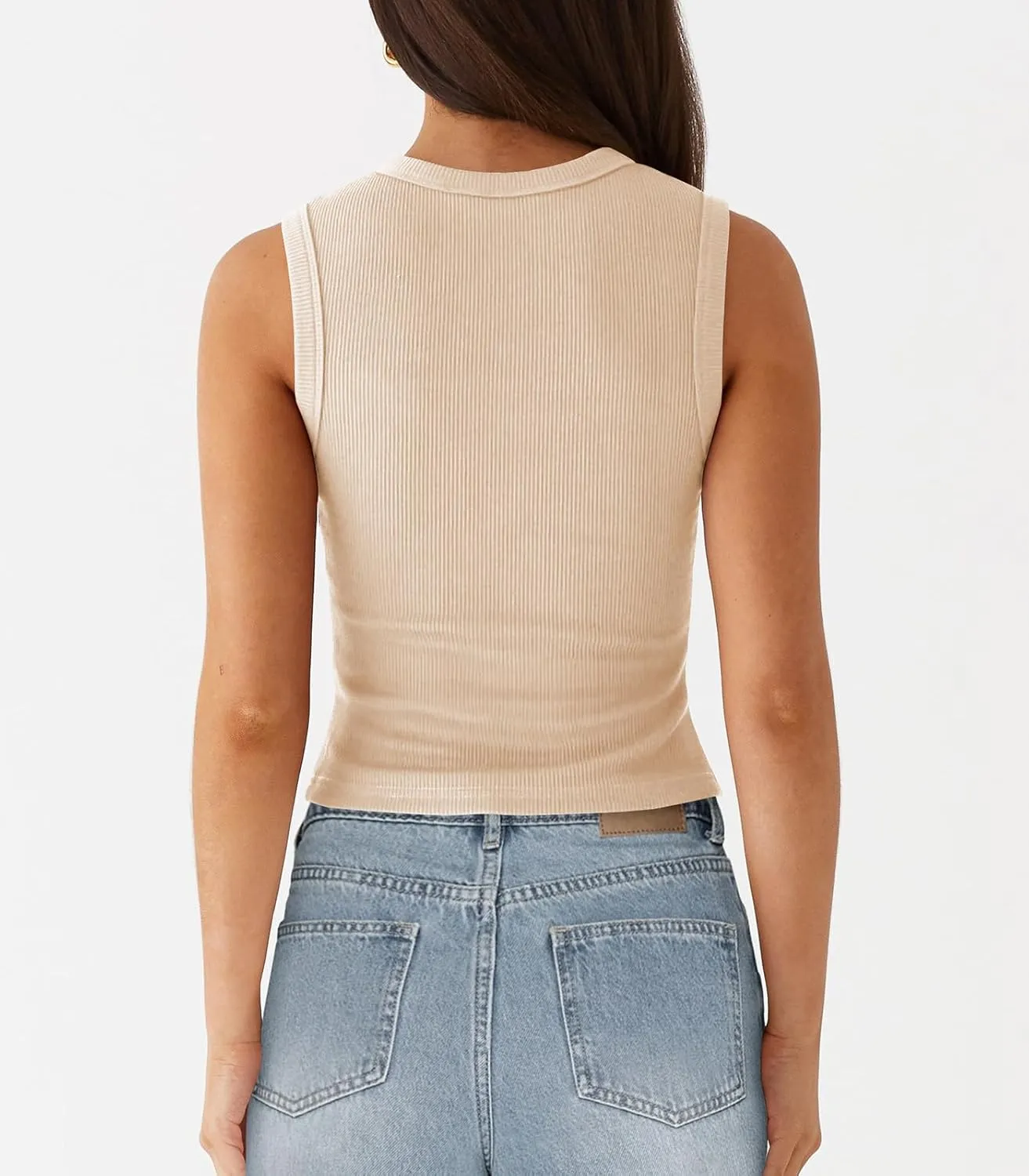 Womens Button Down Tank Top Sleeveless Ribbed Fitted Vest Casual Crewneck Trendy Y2K Going Out Crop Knit Vest Top