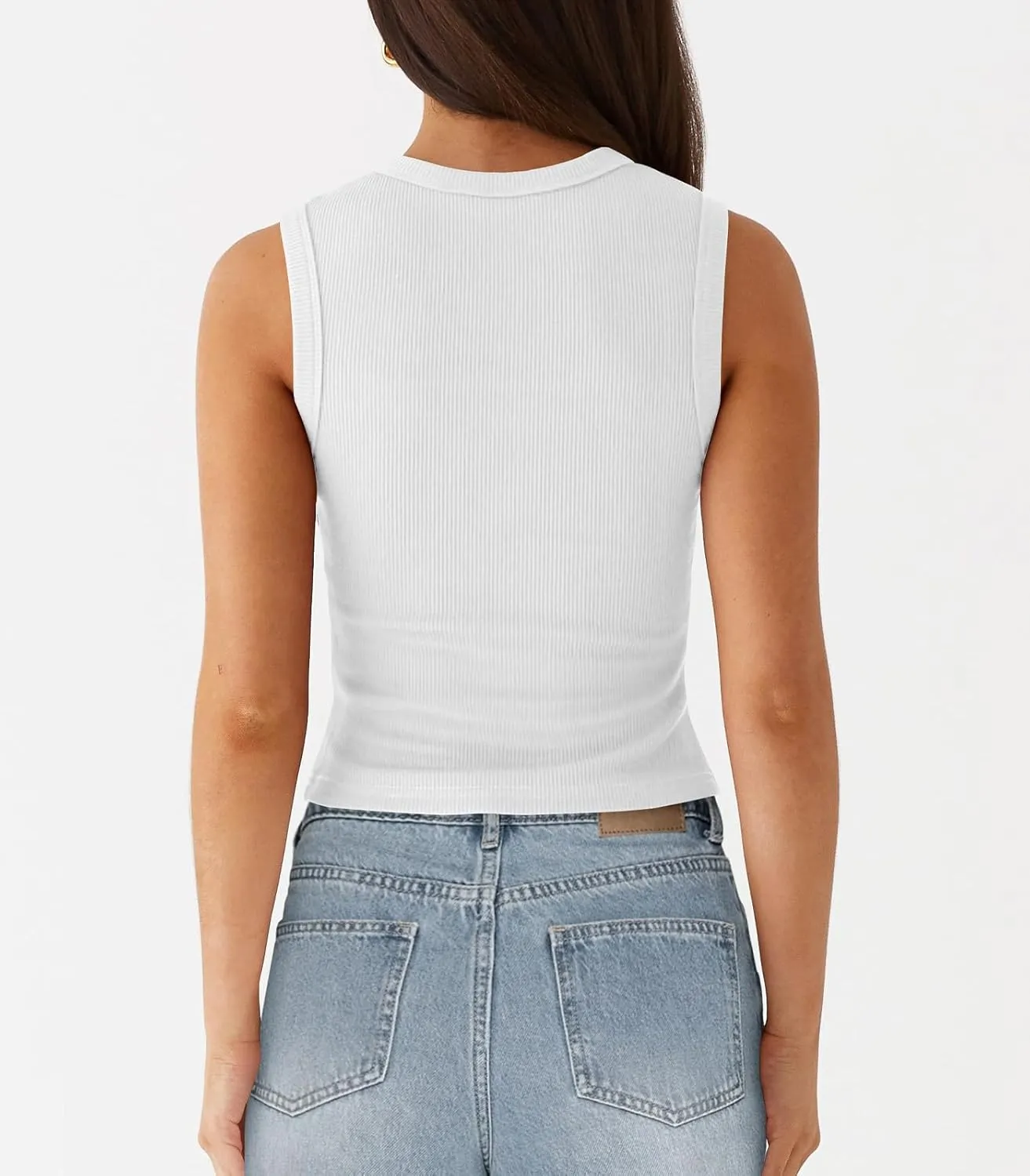 Womens Button Down Tank Top Sleeveless Ribbed Fitted Vest Casual Crewneck Trendy Y2K Going Out Crop Knit Vest Top