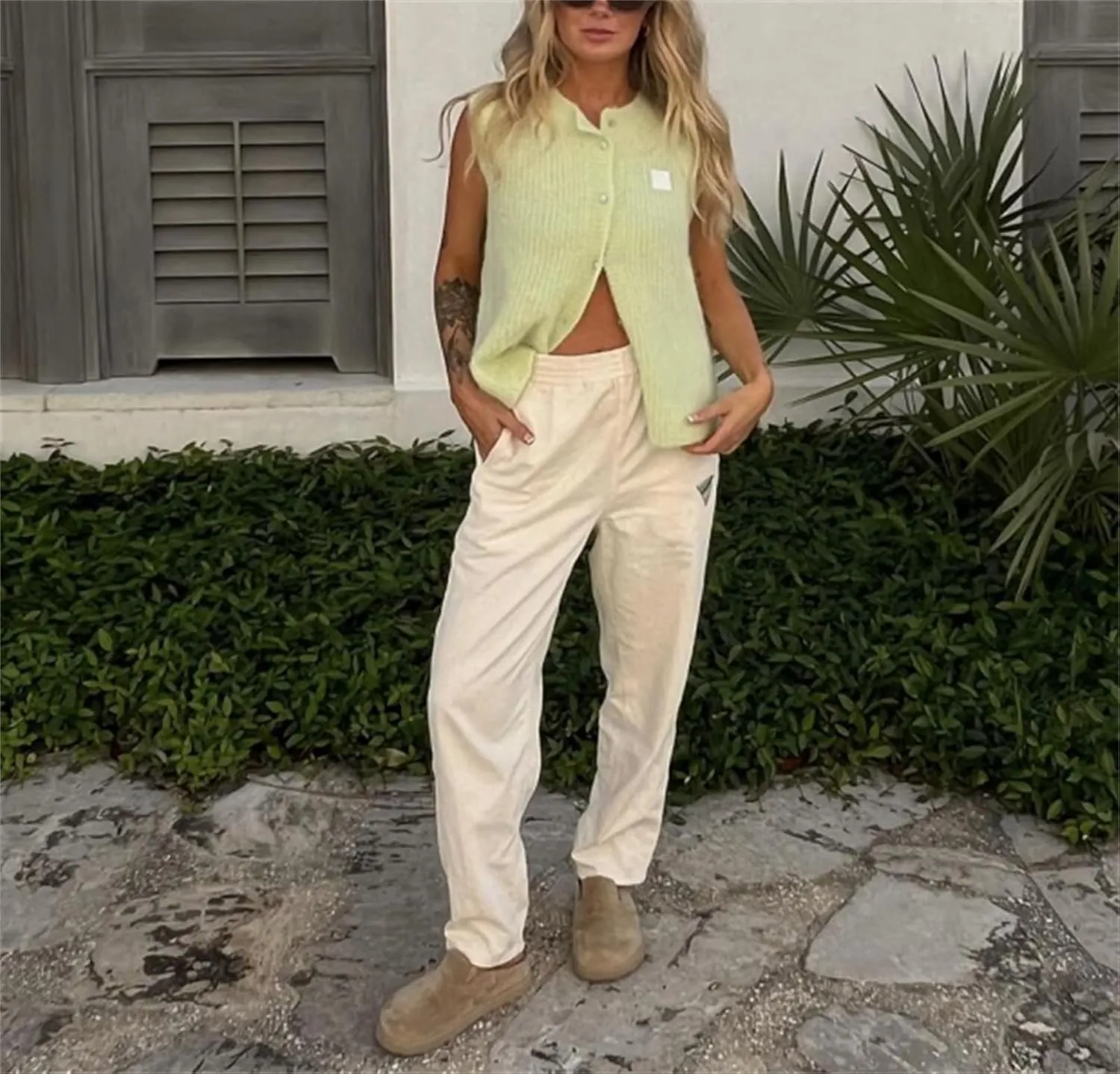 Y2k Girls Summer Knitted Vest Women Knitted Sweater Vest Sleeveless Button Down Ribbed Knit Cardigan Tank Top