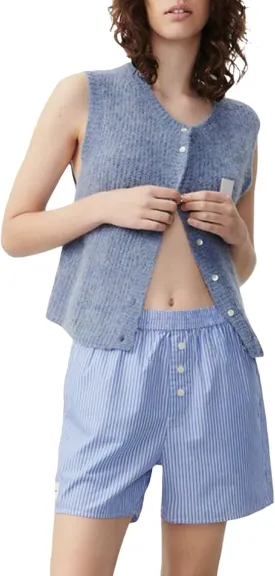 Y2k Girls Summer Knitted Vest Women Knitted Sweater Vest Sleeveless Button Down Ribbed Knit Cardigan Tank Top