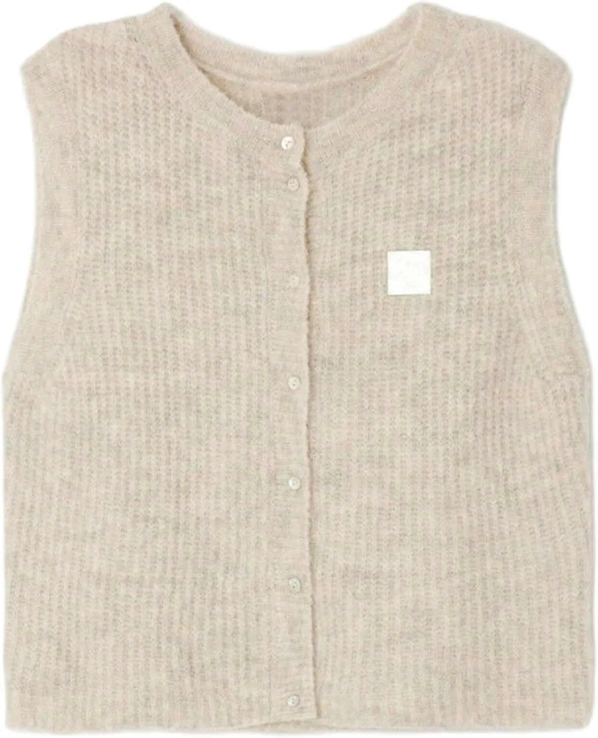 Y2k Girls Summer Knitted Vest Women Knitted Sweater Vest Sleeveless Button Down Ribbed Knit Cardigan Tank Top