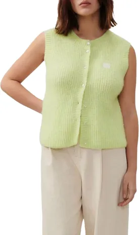 Y2k Girls Summer Knitted Vest Women Knitted Sweater Vest Sleeveless Button Down Ribbed Knit Cardigan Tank Top